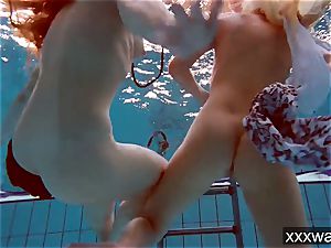 super-steamy Russian chicks swimming in the pool